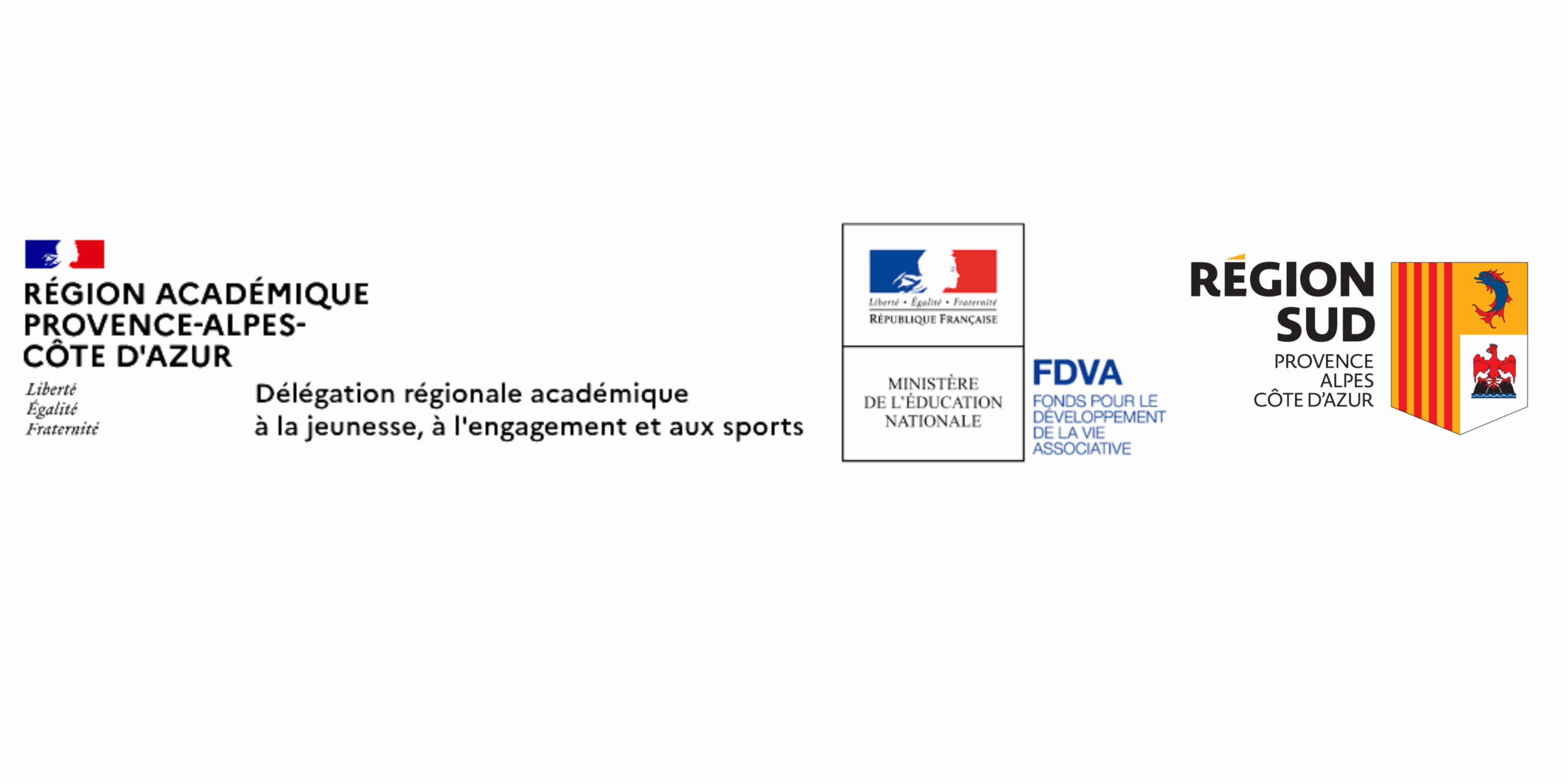 logo des financeurs du portail de formation des bénévoles PACA DRAJES, FDVA, Région Sud